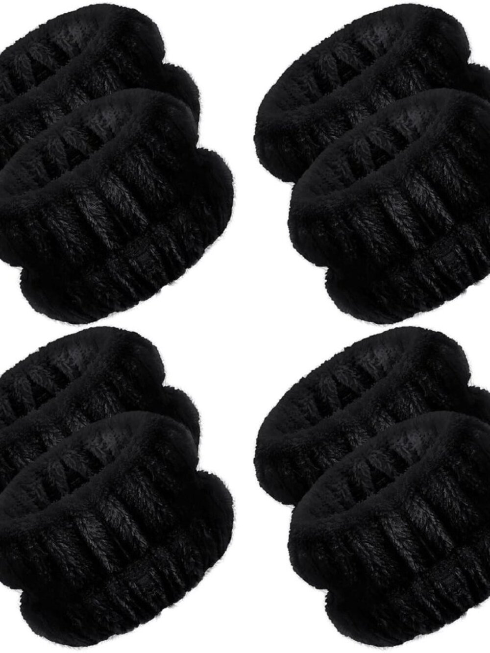 4 Pairs Wrist Bands for Washing Face Microfiber,Black